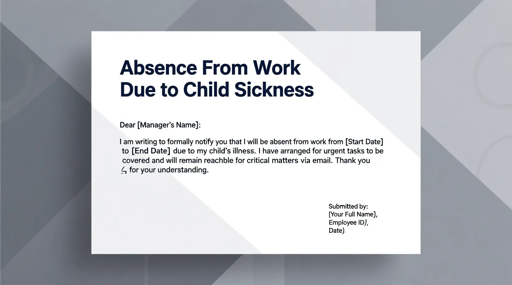 Absence From Work Due to Child Sickness Message