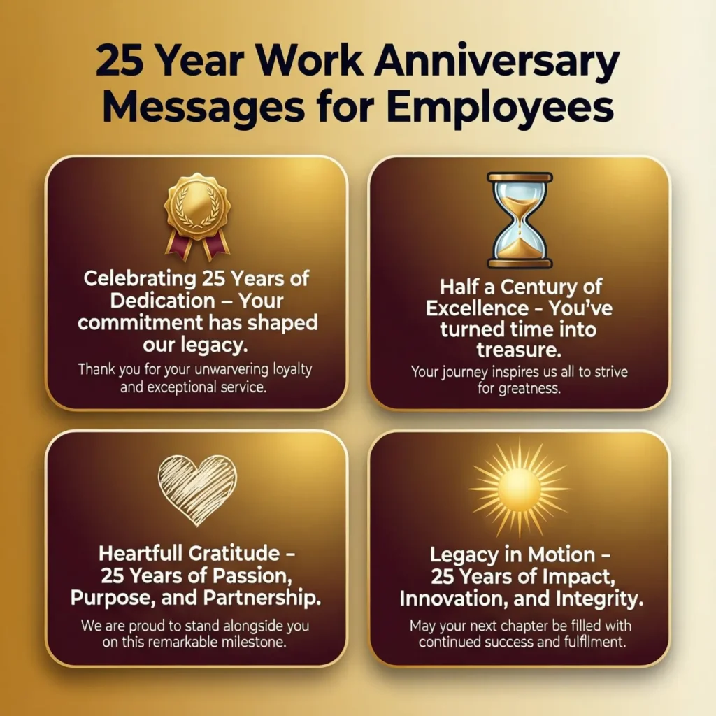 25 Year Work Anniversary Messages for Employees