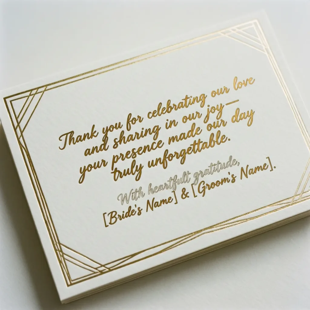 Formal Wedding Thank You Cards Message