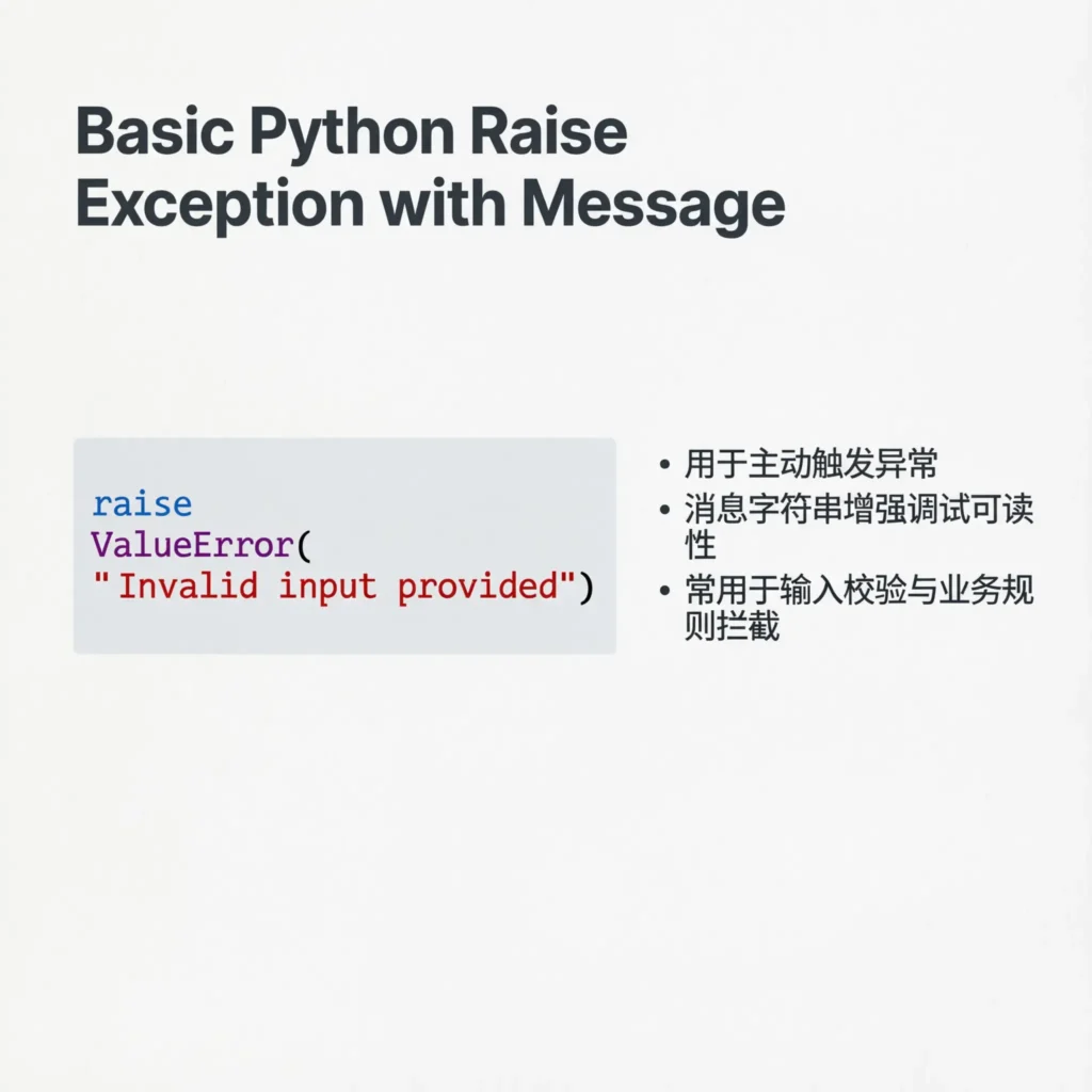 Basic Python Raise Exception with Message