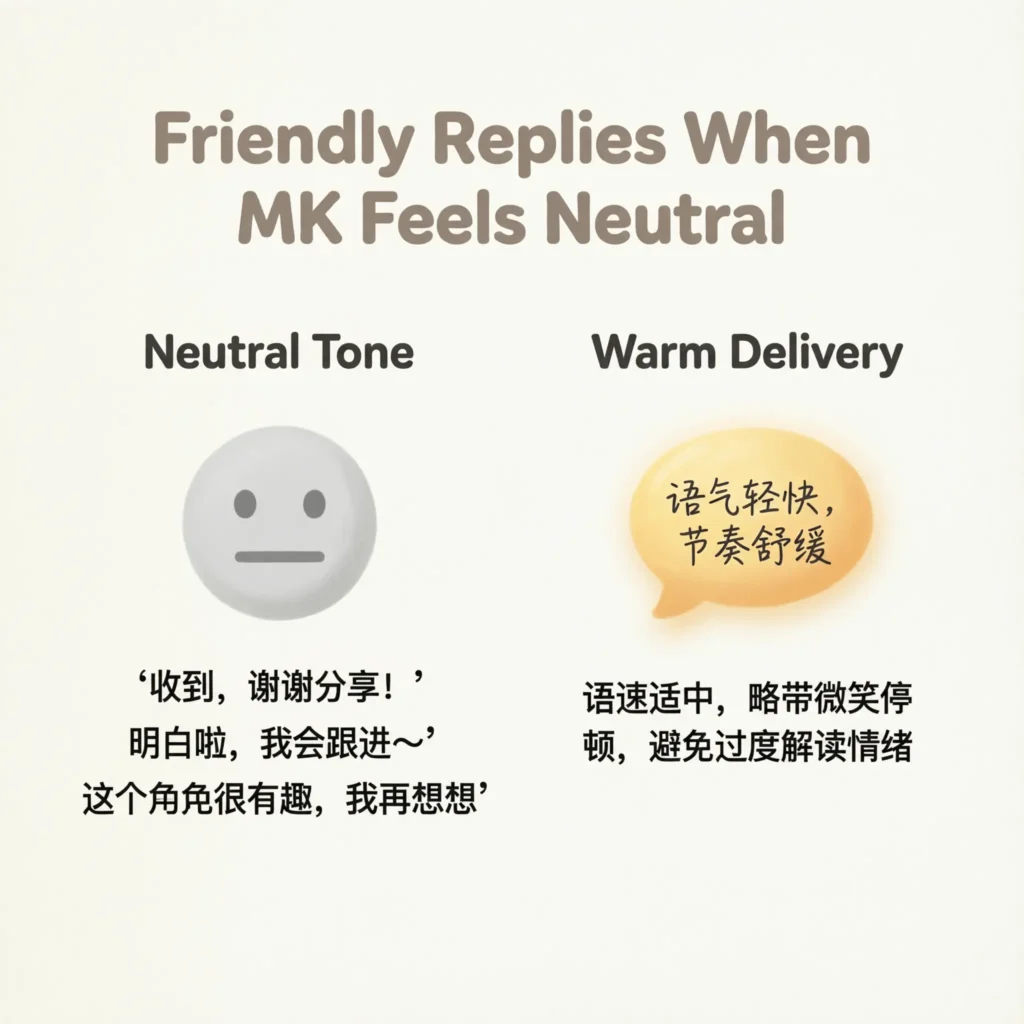 Friendly Replies When MK Feels Neutral
