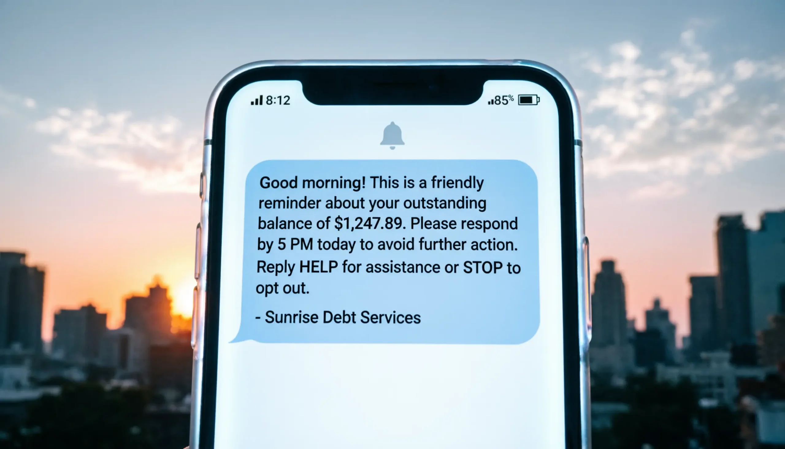 Sunrise Debt Collector Text Message