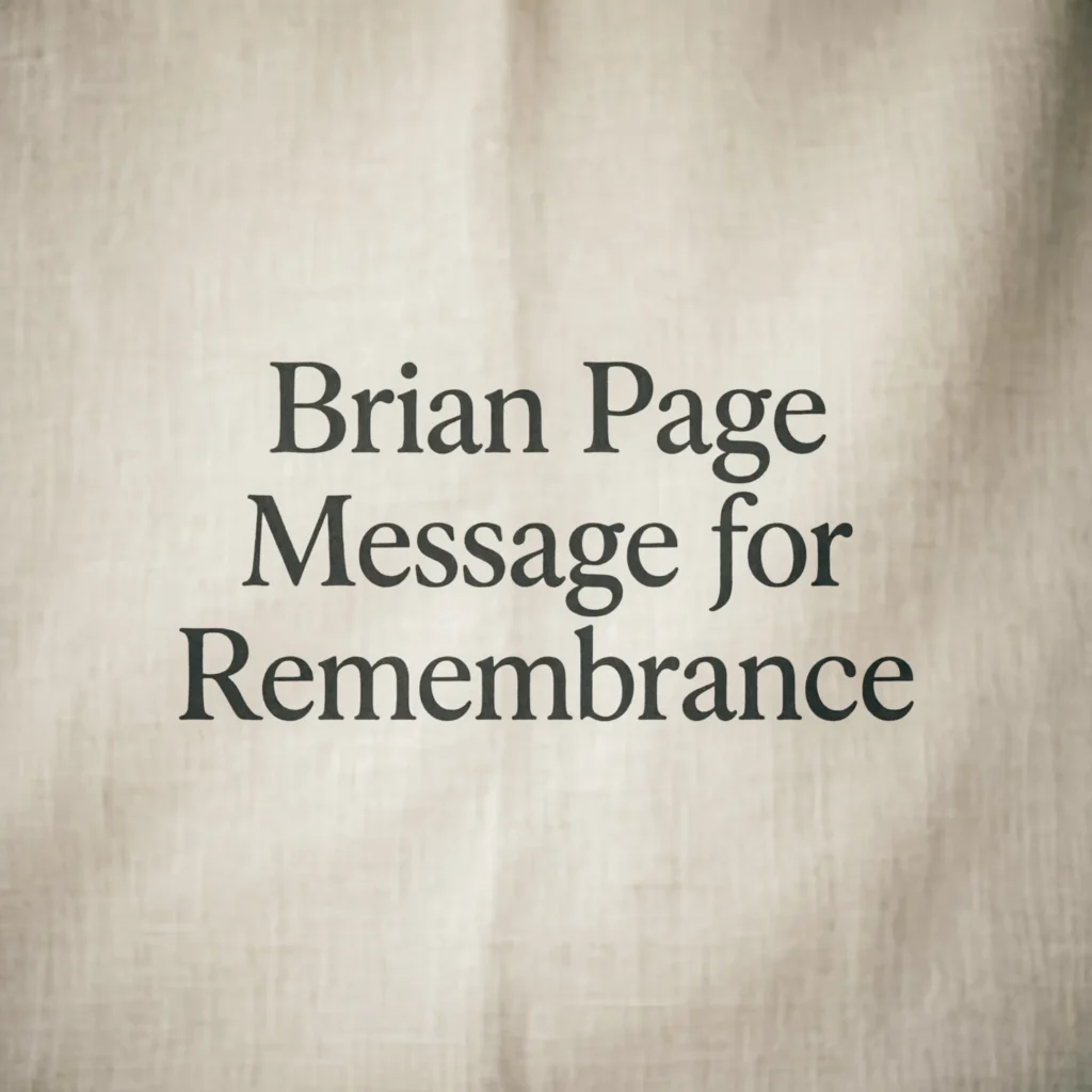 Brian Page Message for Remembrance